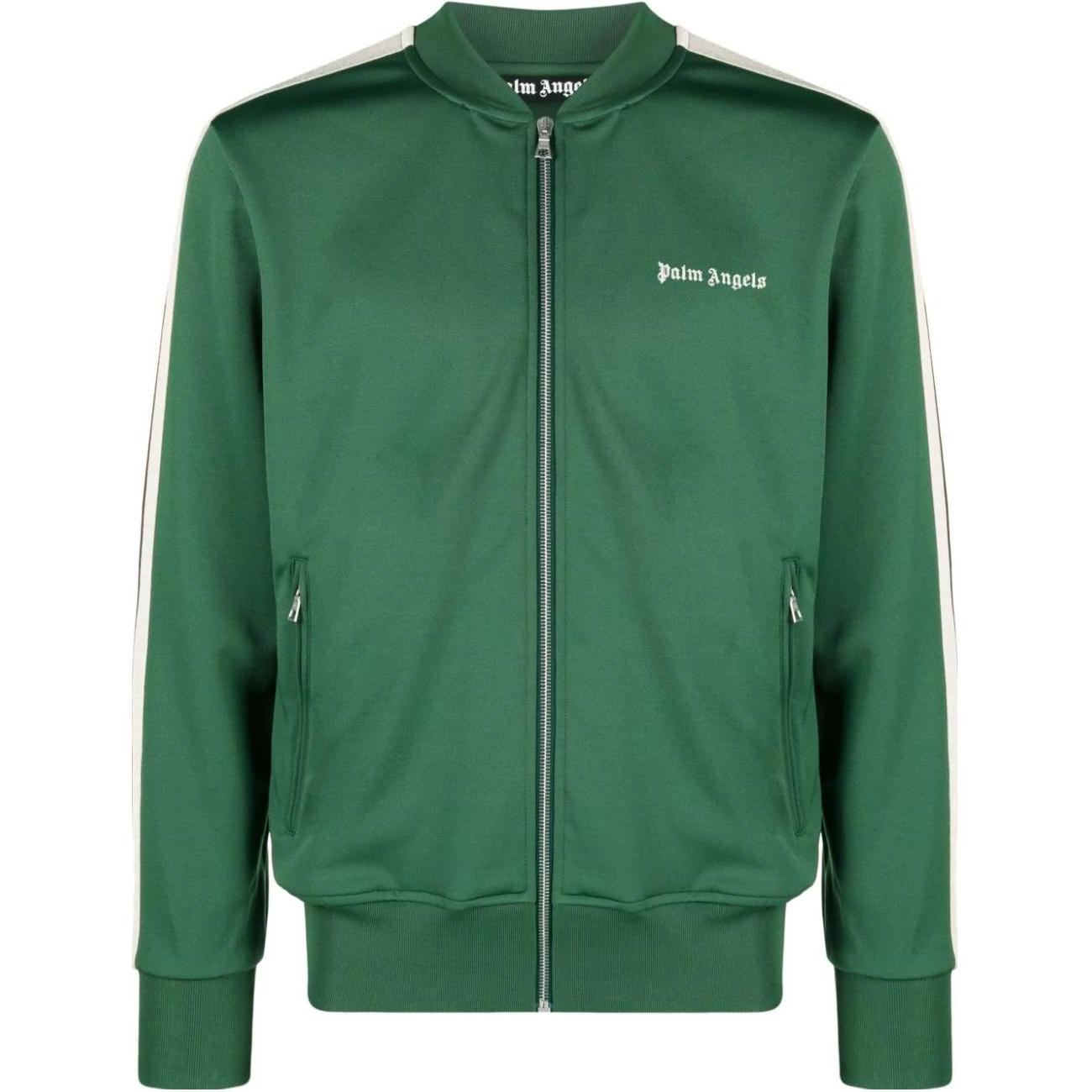 Palm Angels  Green Solid Color Zip-Up Casual Jacket. PMBD061F23FAB0015701