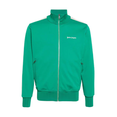 Palm Angels Green Stripe Letter Print Track Jacket. PMBD058S24FAB0015503