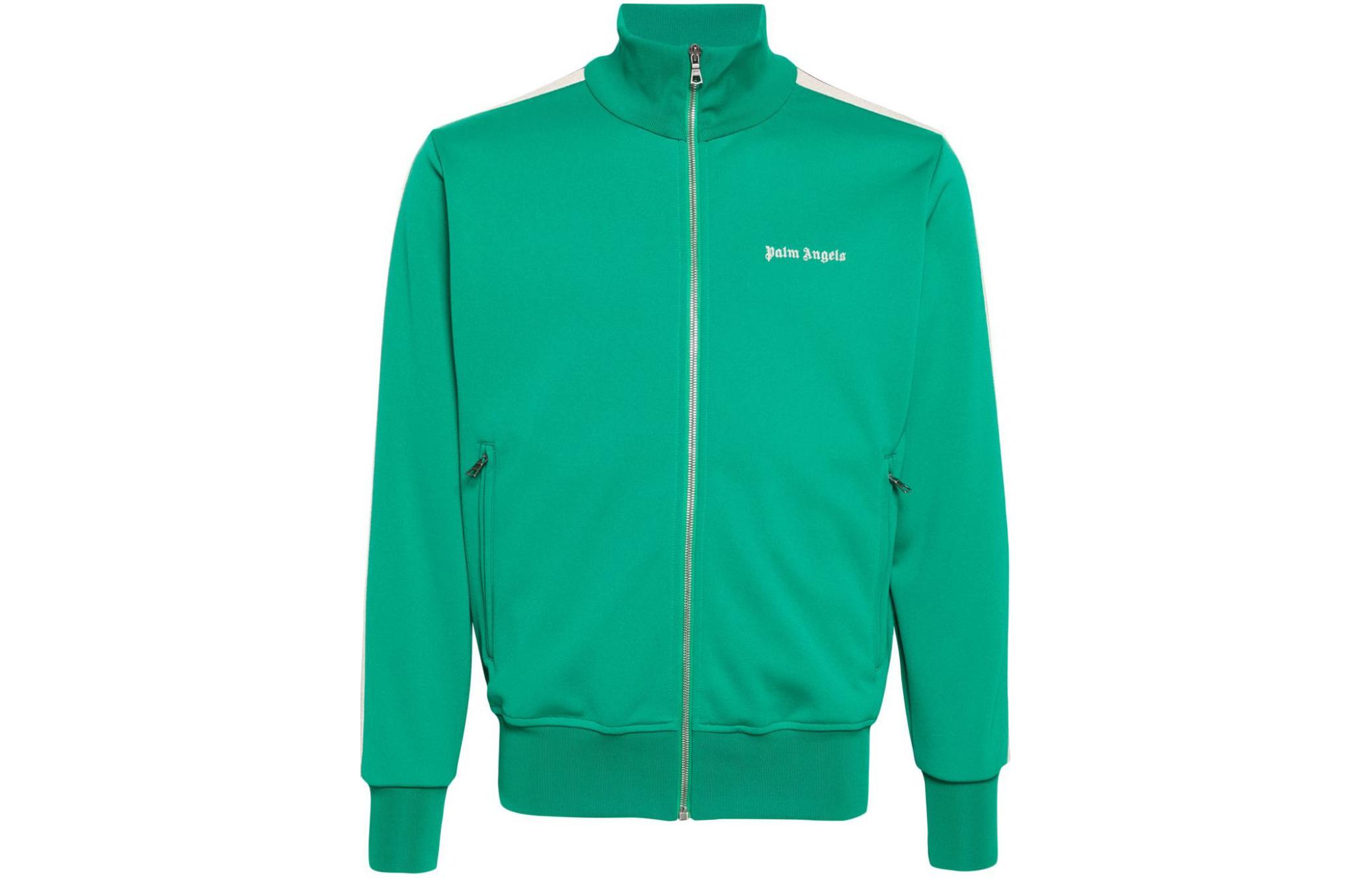 Order Palm Angels Jaket Track Hijau Stripe Letter Print. PMBD058S24FAB0015503