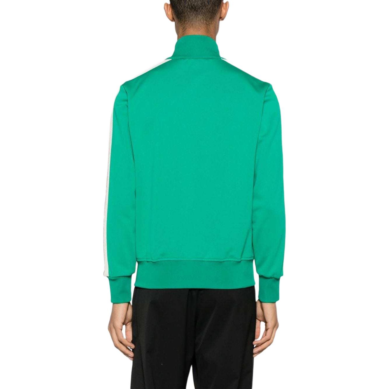 Shop Palm Angels Jaket Track Hijau Stripe Letter Print. PMBD058S24FAB0015503