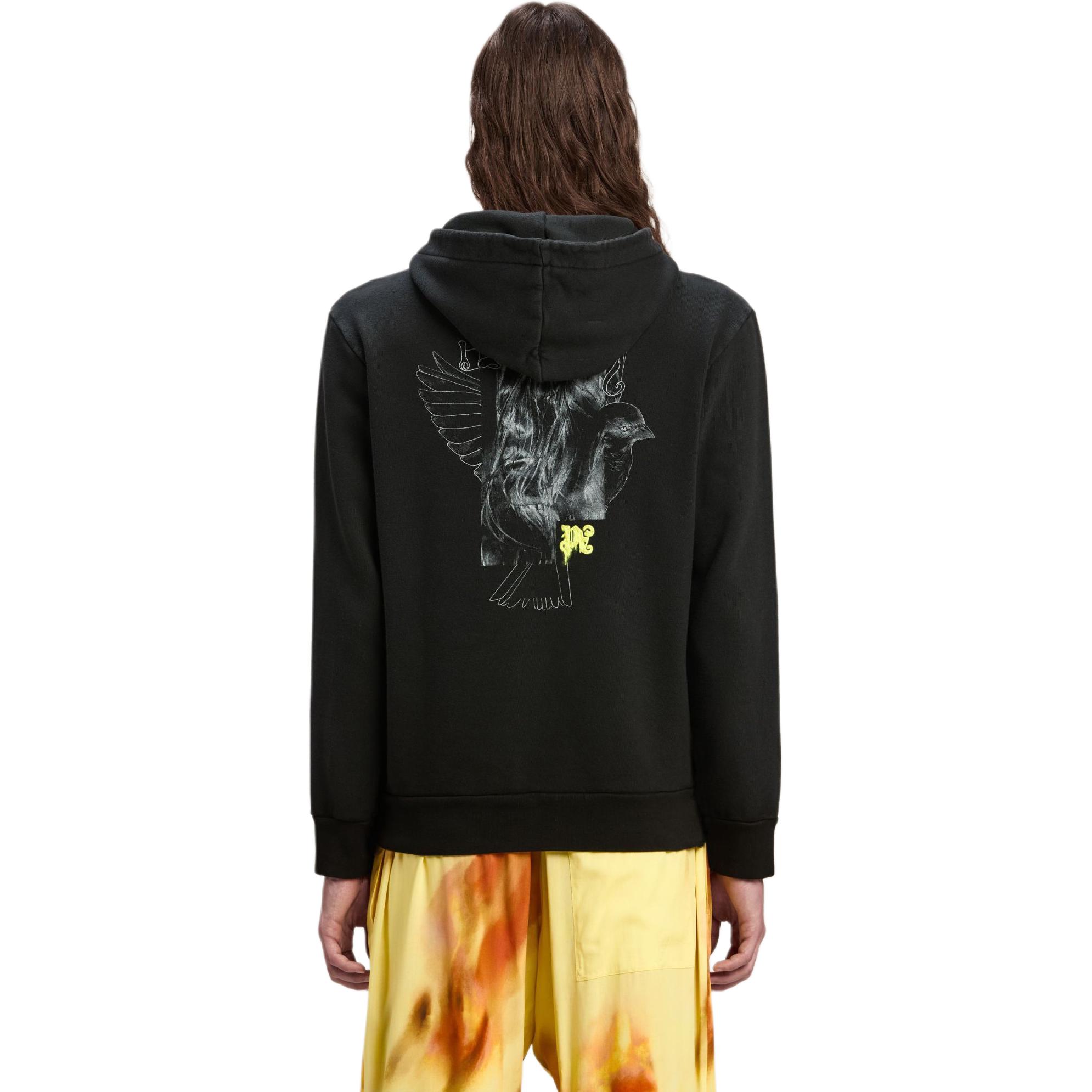 Shop パームエンジェルス スケッチプリントデザイン ブラックフーディー PMBB117F24FLE0011065