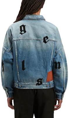 Chaqueta vaquera azul claro Palm Angels con parche de logo y diseño abotonado. PMYE006F23DEN0014010 Shop Chaqueta vaquera azul claro Palm Angels con parche de logo y diseño abotonado. PMYE006F23DEN0014010