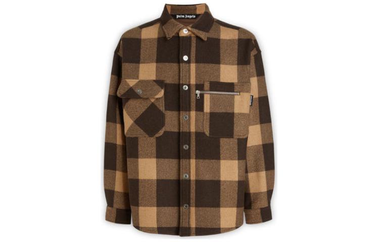 Order PALM ANGELS  Logo Plaid Colorblock Jacket Shirt. PMGA120F22FAB001-6404