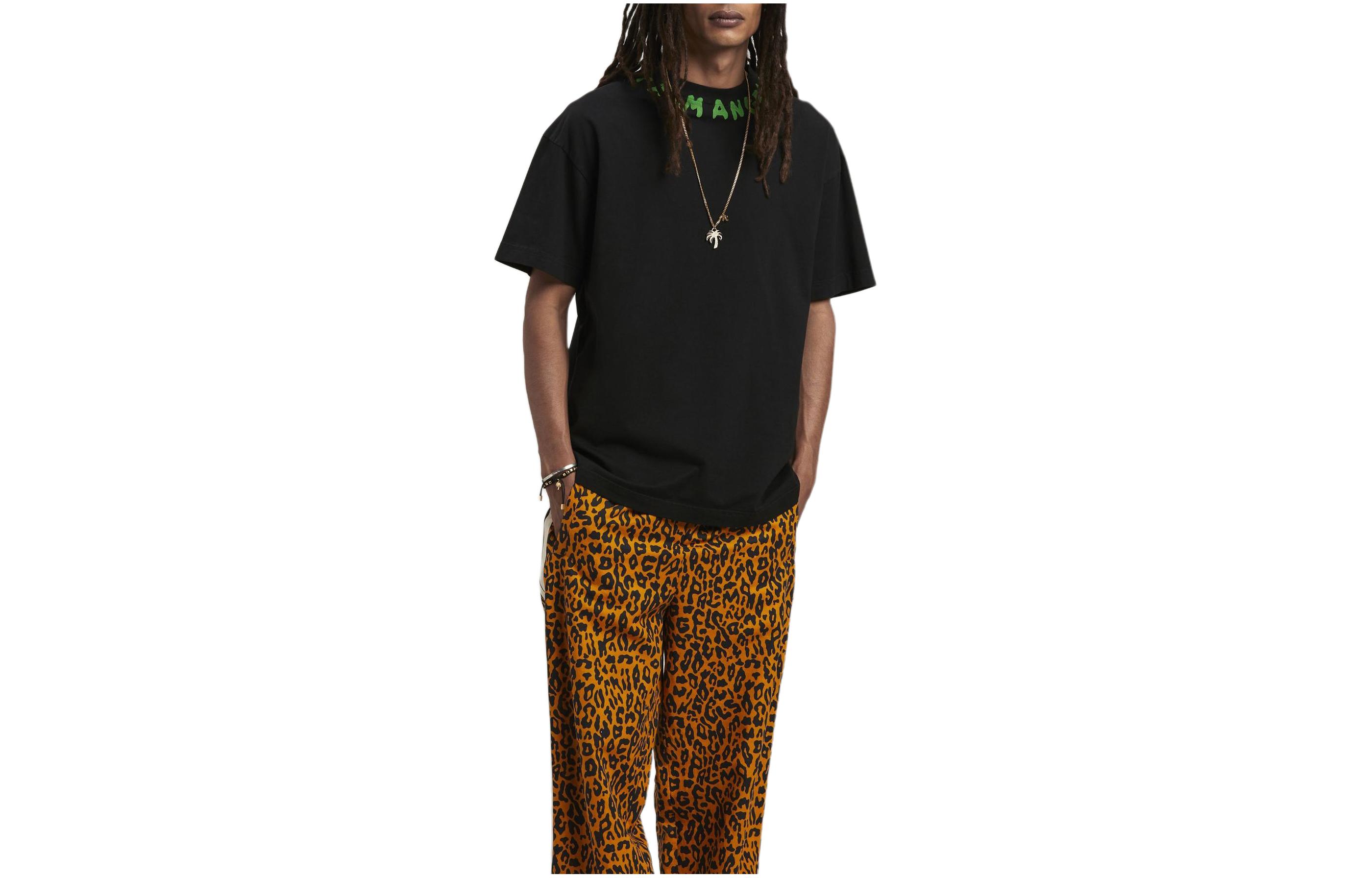 Order Palm Angels  Logo Print Crewneck T-Shirt - Black PMAA072S24JER0021070