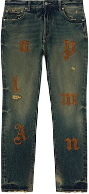 PALM ANGELS Loose Fit Logo Patch Pocket Jeans Blue PMYA040F24DEN0014564 Order PALM ANGELS Loose Fit Logo Patch Pocket Jeans Blue PMYA040F24DEN0014564
