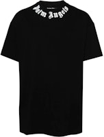 PALM ANGELS Loose Fit Logo Print Crew Neck T-Shirt Black. PMAA001F24JER0071003 PALM ANGELS Loose Fit Logo Print Crew Neck T-Shirt Black. PMAA001F24JER0071003