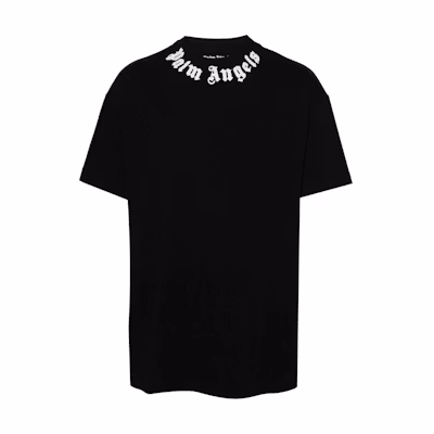 PALM ANGELS Loose Fit Logo Print Crew Neck T-Shirt Black. PMAA001F24JER0071003