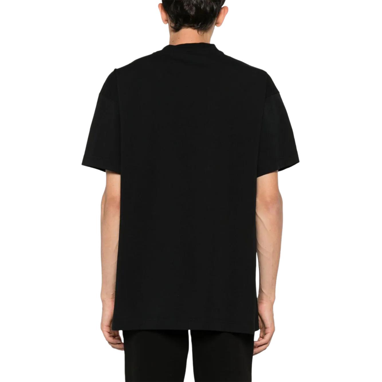 Shop PALM ANGELS 黑色宽松版Logo印花圆领T恤 PMAA001F24JER0071003