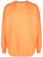 Palm Angels Orange Long Sleeve Crewneck T-Shirt with Letter Print. PMAB001S22JER0032001 Palm Angels Orange Long Sleeve Crewneck T-Shirt with Letter Print. PMAB001S22JER0032001