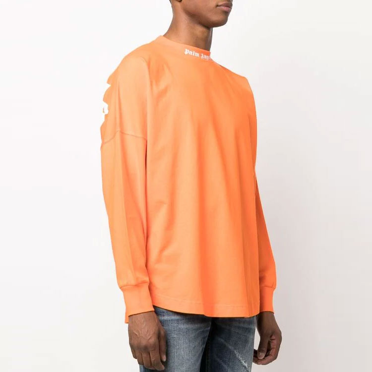 Shop 팜엔젤스 오렌지 레터 프린트 긴팔 크루넥 티셔츠. PMAB001S22JER0032001