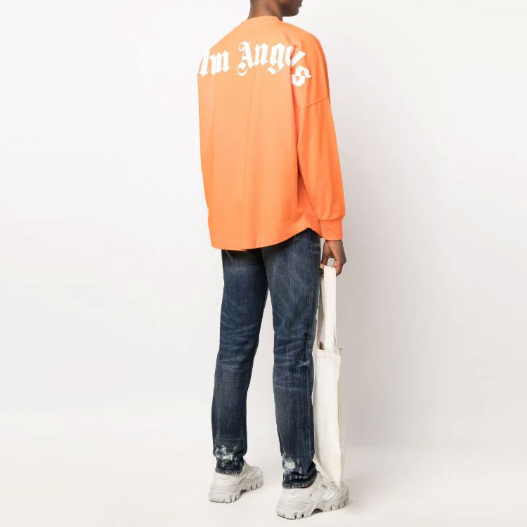 Purchase 팜엔젤스 오렌지 레터 프린트 긴팔 크루넥 티셔츠. PMAB001S22JER0032001