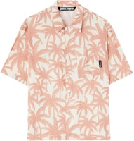 Palm Angels Pink Short Sleeve Shirt with Palm Tree Print Design. PMGG005R24FAB0010330 Palm Angels Pink Short Sleeve Shirt with Palm Tree Print Design. PMGG005R24FAB0010330