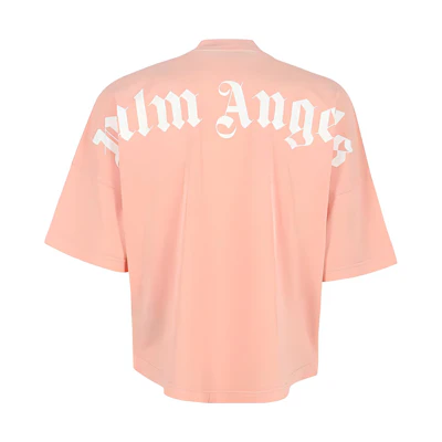 Palm Angels Pink T-Shirt with Back Letter Logo Print. PMAA002S22JER0066767
