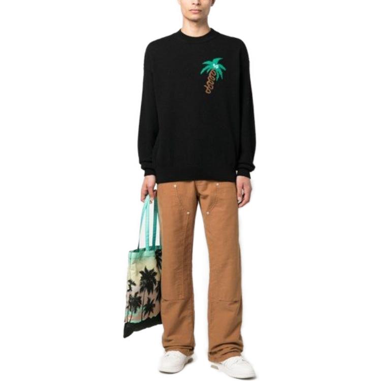 Lookbook Palm Angels 印花長袖圓領毛衣 PMHE054E23KNI004
