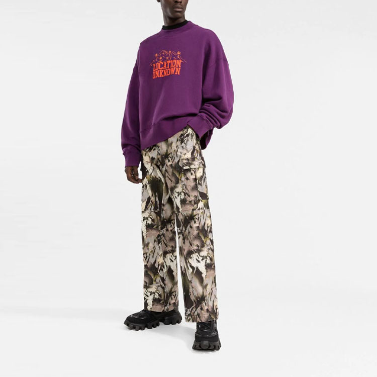 Lookbook Palm Angels 紫色標語山脈圖案長袖衛衣 PMBA026F21FLE0033720