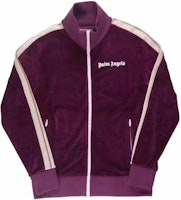 Palm Angels Purple Velour Jacket with Embroidered Logo. PMBD001F184690053801 Palm Angels Purple Velour Jacket with Embroidered Logo. PMBD001F184690053801