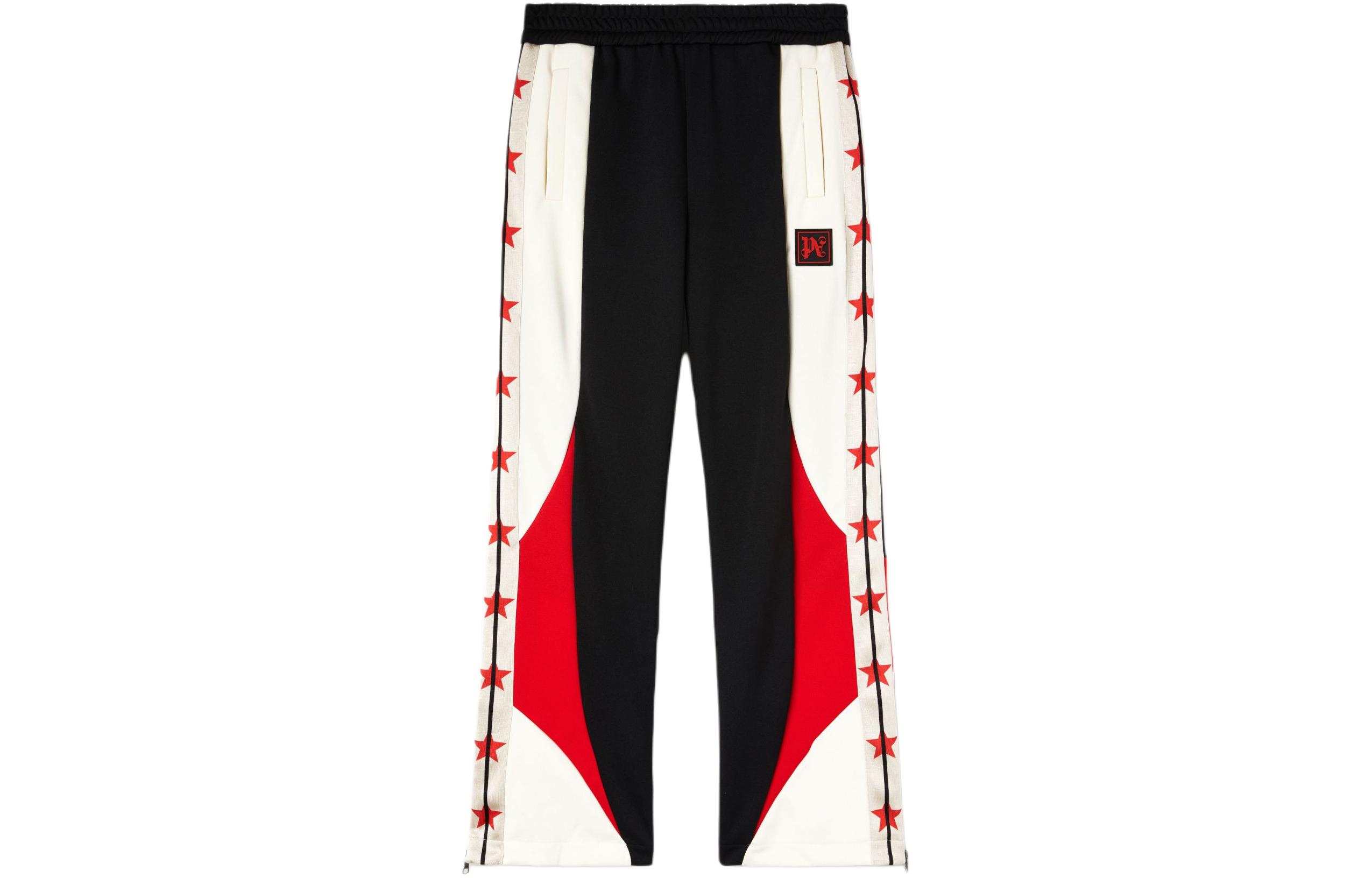 Palm Angels  Relaxed Fit Elastic Waist Patchwork Pants - Black PMCJ032S24FAB0011001