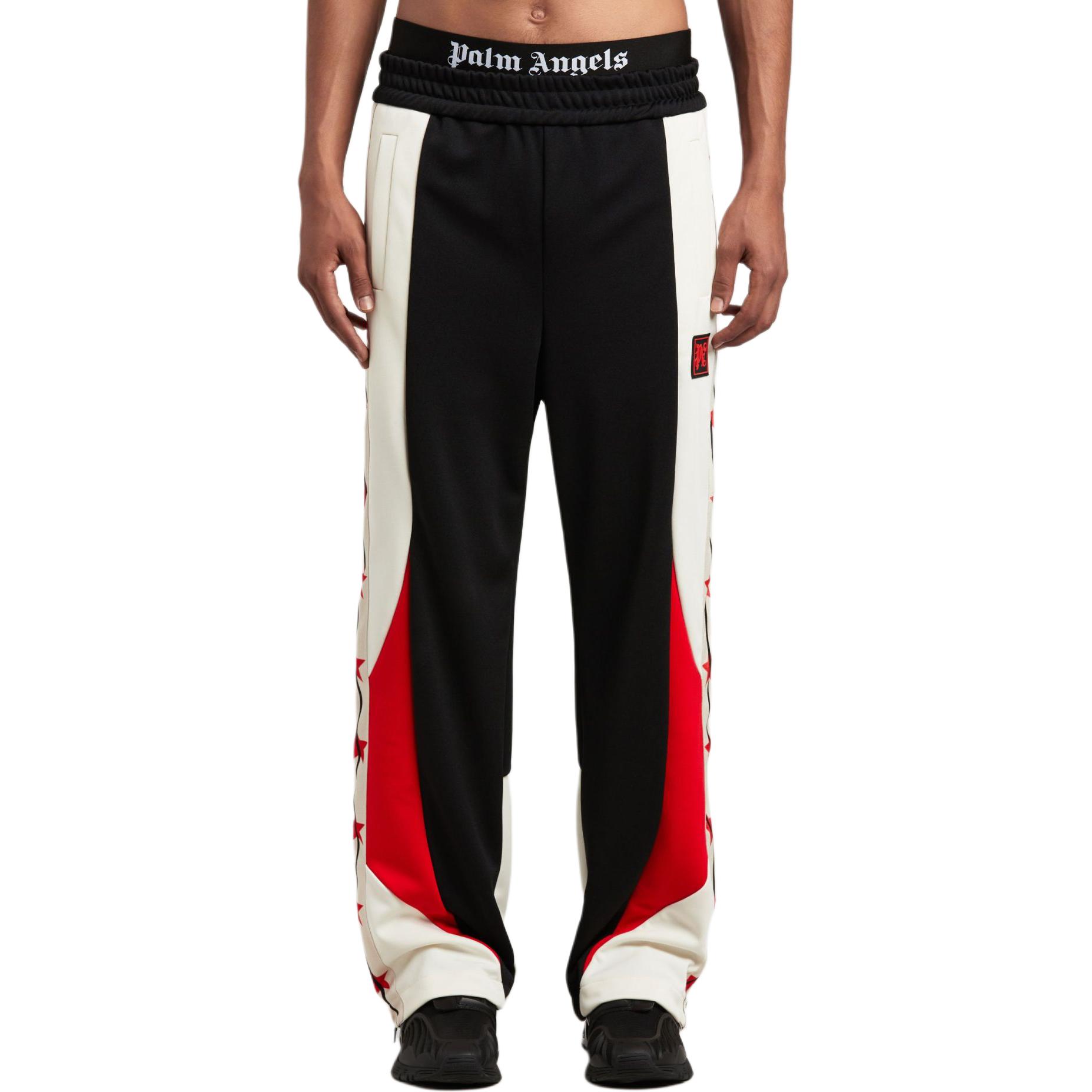 Lookbook Palm Angels  Relaxed Fit Elastic Waist Patchwork Pants - Black PMCJ032S24FAB0011001