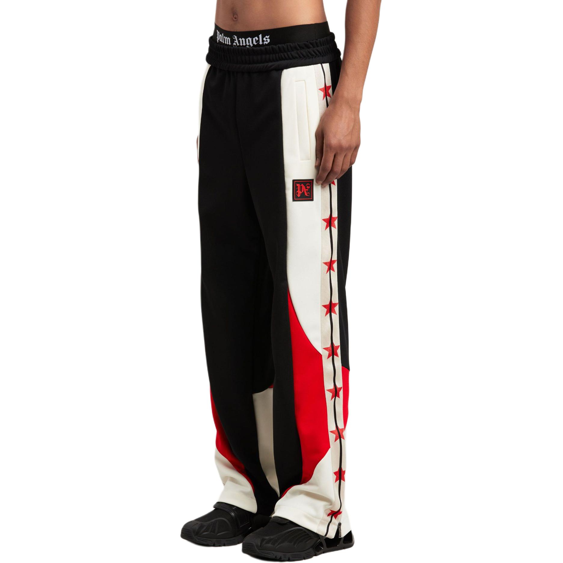 Purchase Palm Angels  Relaxed Fit Elastic Waist Patchwork Pants - Black PMCJ032S24FAB0011001