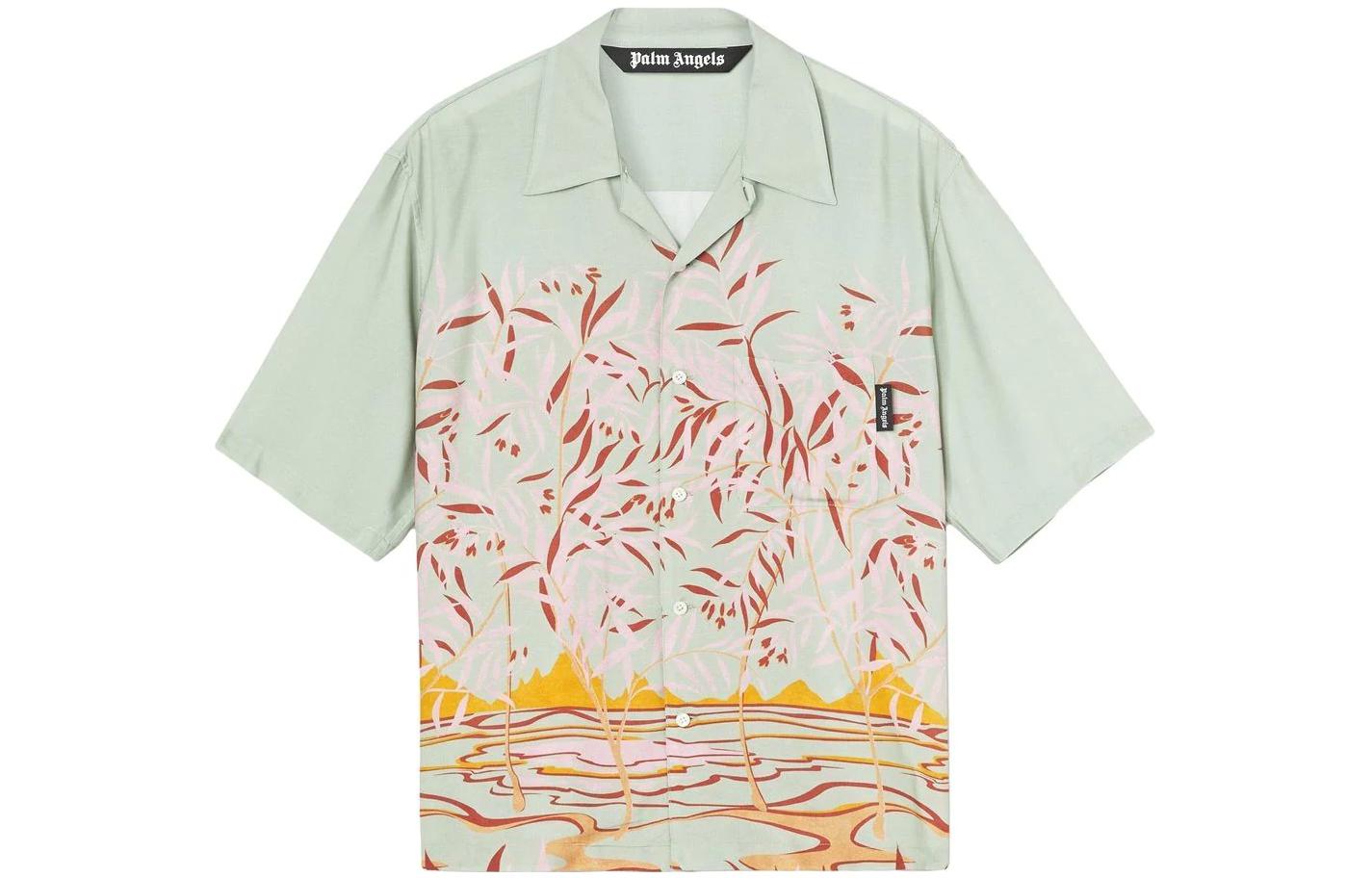 Palm Angels  Scenic Print Short Sleeve Shirt Multicolor. PMGA110S22FAB0075103