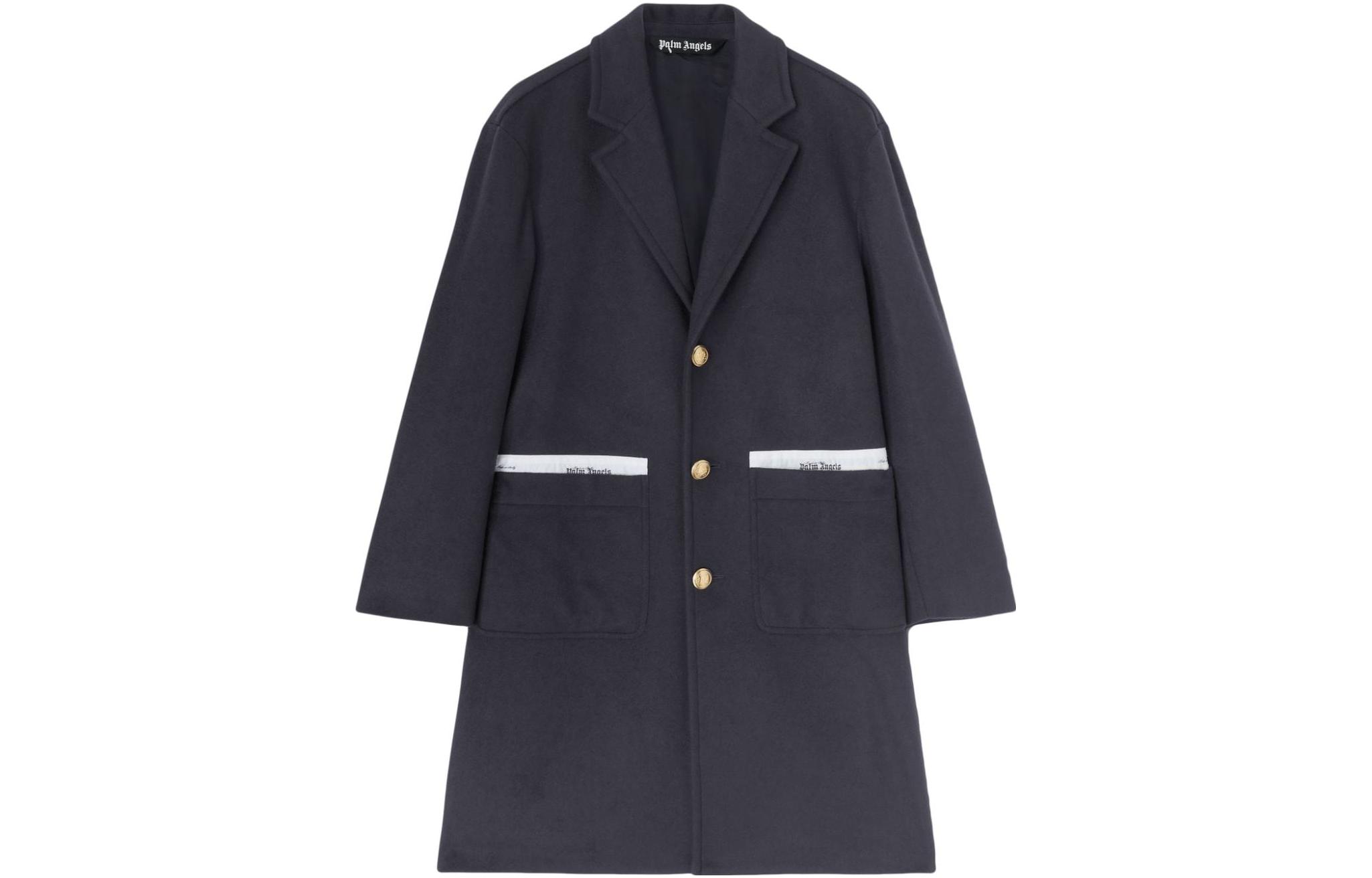Palm Angels  Single-Breasted Navy Blue Coat with Contrasting Lapel. PMER016E23FAB0014603 圖 2
