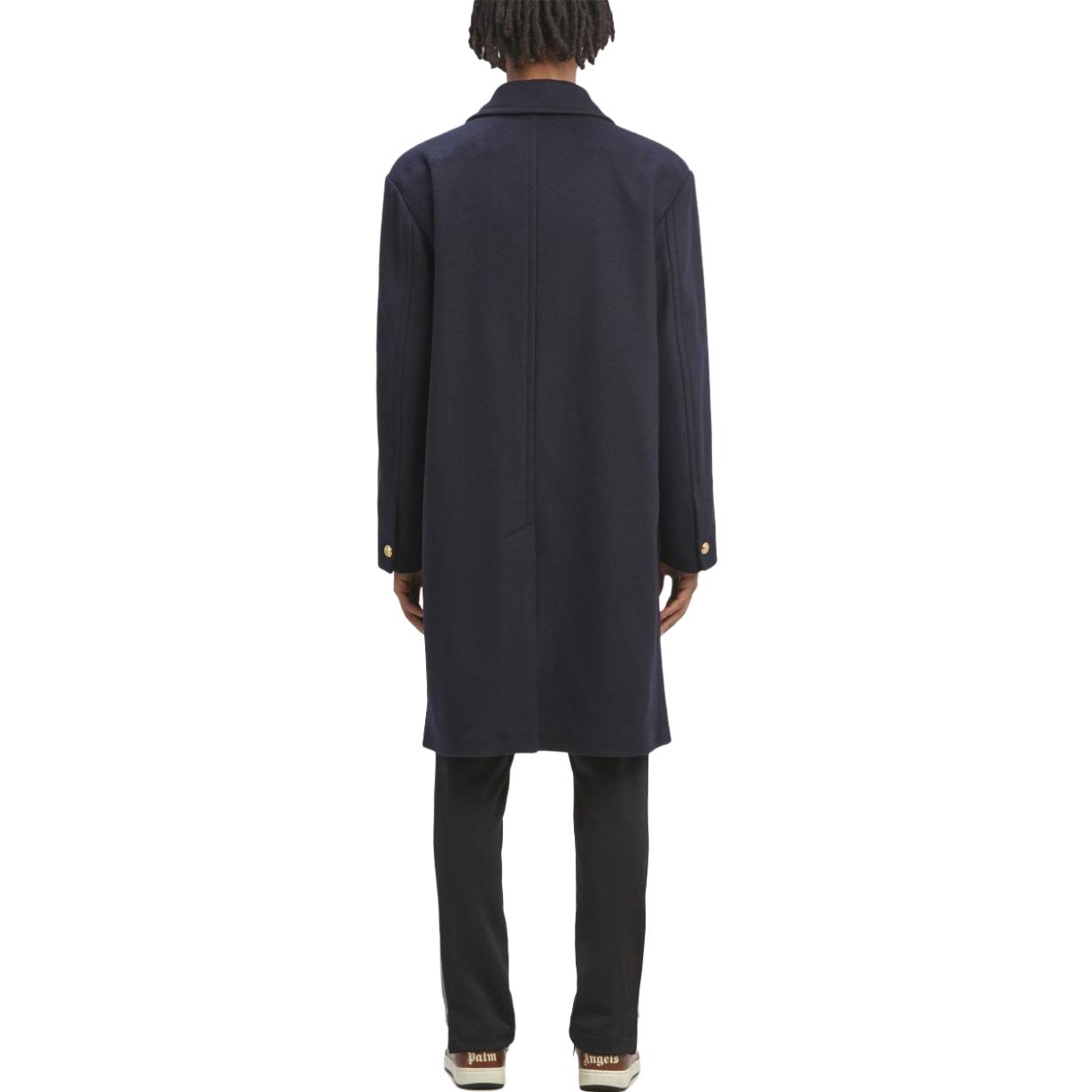 Palm Angels  Single-Breasted Navy Blue Coat with Contrasting Lapel. PMER016E23FAB0014603 圖 4