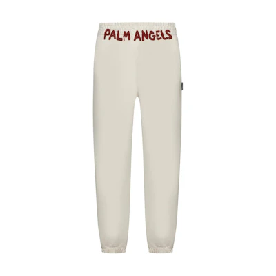 Palm Angels Slim Fit Knit Track Pants Printed Beige PMCH011S24FLE0020325