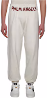 Shop Palm Angels 修身針織運動褲 印花米色 PMCH011S24FLE0020325