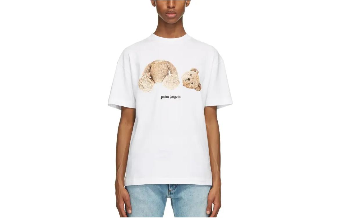 Palm Angels  Teddy Bear Graphic Print Crewneck T-Shirt Short Sleeve PMAA001F21JER0230160