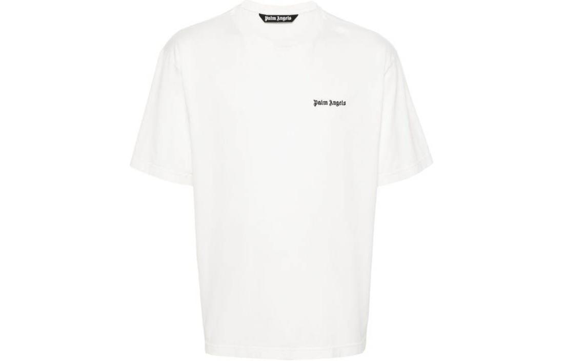 Buy Palm Angels  White Plain Letter Crewneck T-Shirt PMAA089S24JER0010303