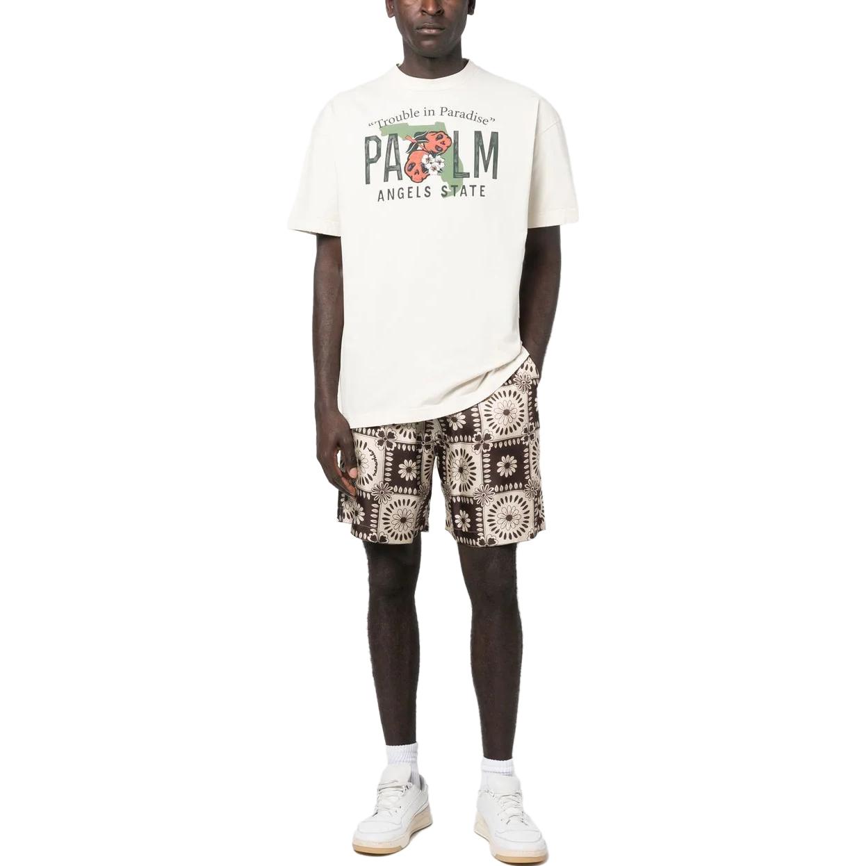 Palm Angels  White Short Sleeve T-Shirt with Logo Print. PMAA072S23JER0040110 圖 3