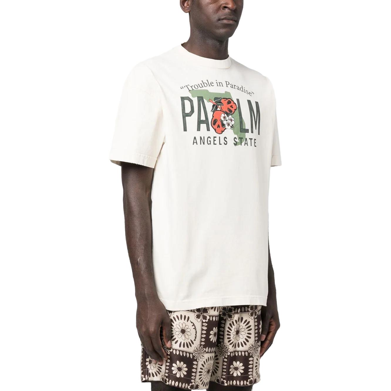 Palm Angels  White Short Sleeve T-Shirt with Logo Print. PMAA072S23JER0040110 圖 5