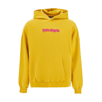 Palm Angels Yellow Letter Embroidered Hoodie Long Sleeve Pullover PMBB155F24FLE0011632
