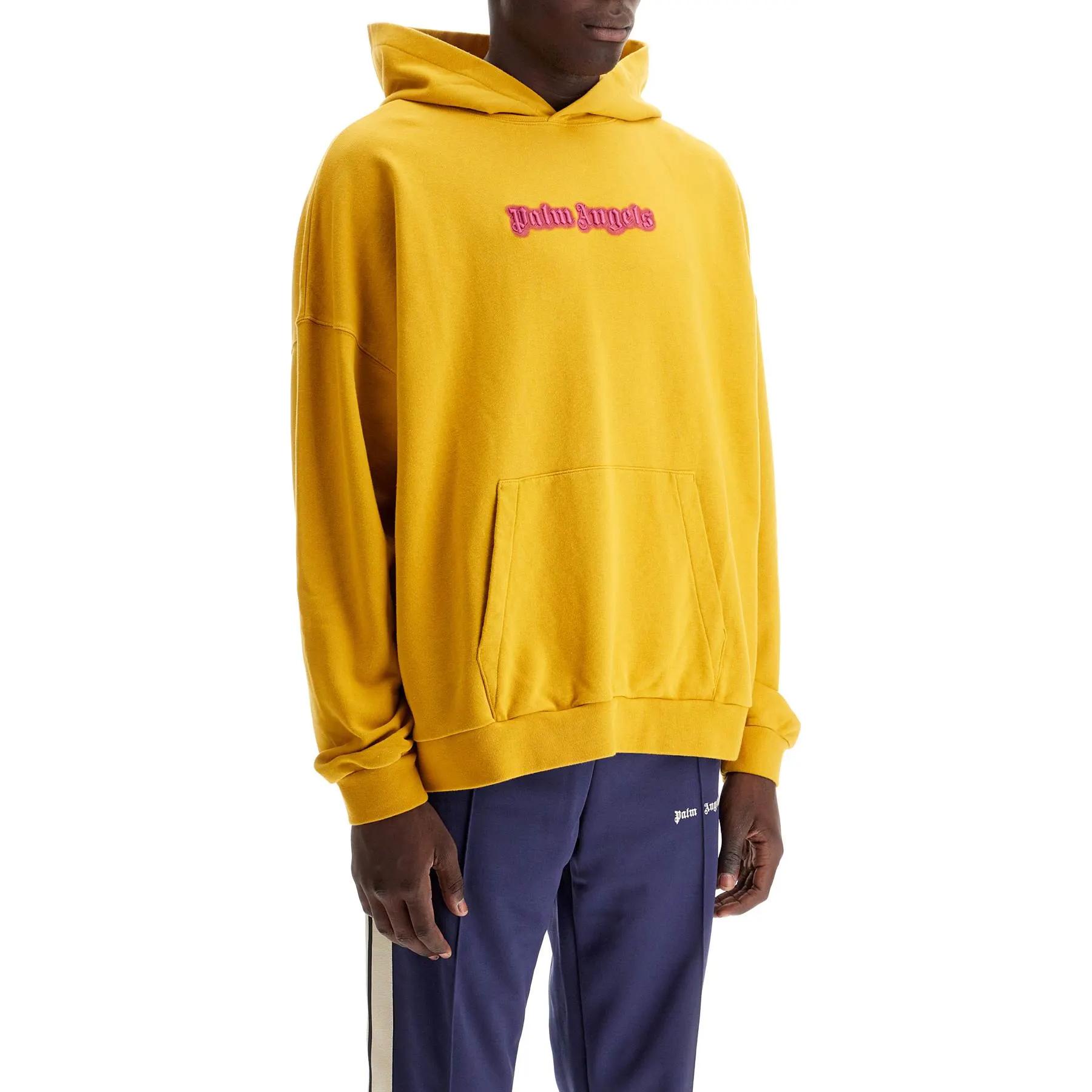 Lookbook Palm Angels  Yellow Letter Embroidered Hoodie Long Sleeve Pullover PMBB155F24FLE0011632