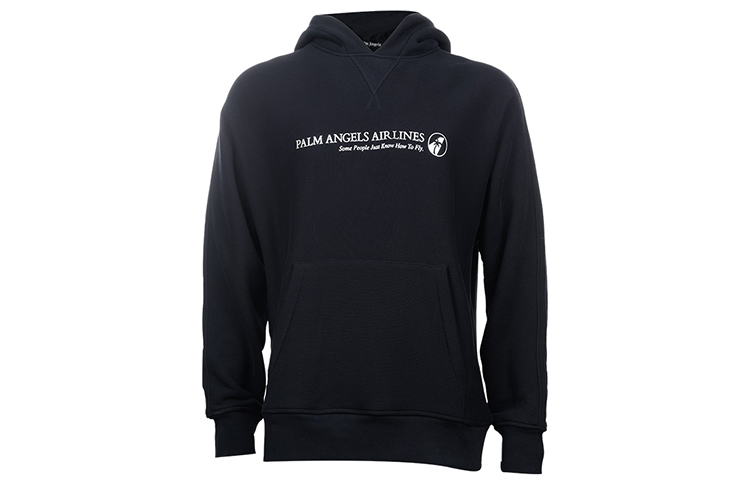 Palm Angels Airlines Reflective Logo Hoodie Black - PMBB089F20FLE0011001