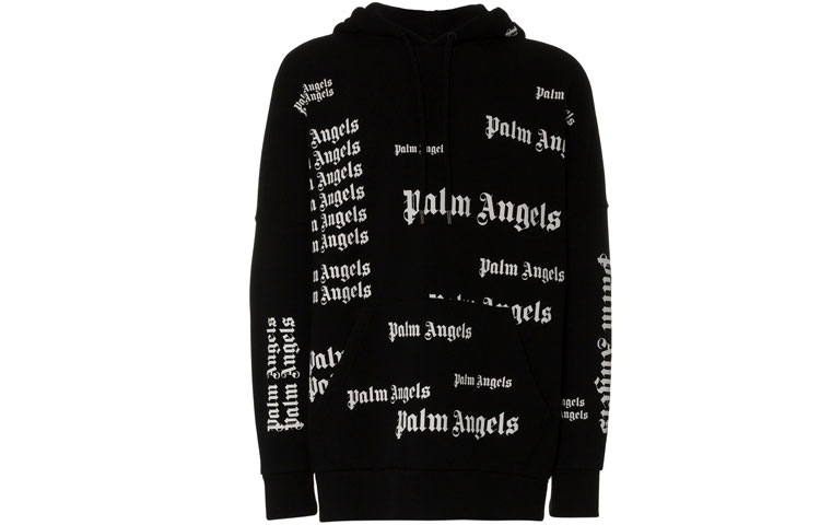 Order Palm Angels All-Over Logo Hoodie Unisex Black PMBB036F184410151001