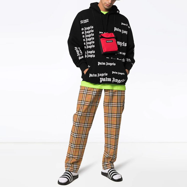 Lookbook Palm Angels All-Over Logo Hoodie Unisex Black PMBB036F184410151001