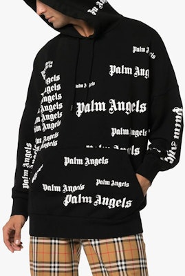 Palm Angels All-Over Logo Hoodie Unisex Black PMBB036F184410151001 Shop Palm Angels All-Over Logo Hoodie Unisex Black PMBB036F184410151001