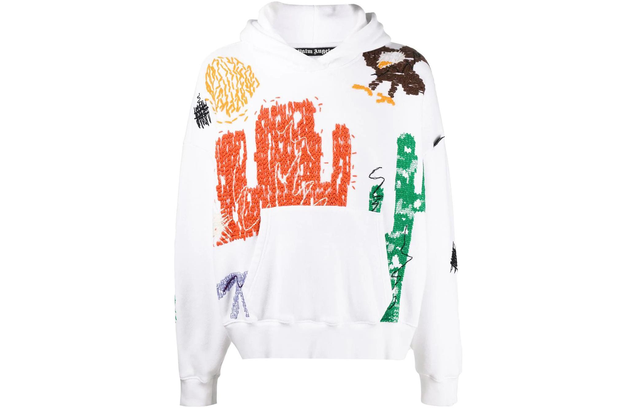 Palm Angels All-Over Print White Hoodie Casual Long Sleeve PMBB058F20FLE0090184