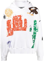Palm Angels All-Over Print White Hoodie Casual Long Sleeve PMBB058F20FLE0090184 Palm Angels All-Over Print White Hoodie Casual Long Sleeve PMBB058F20FLE0090184