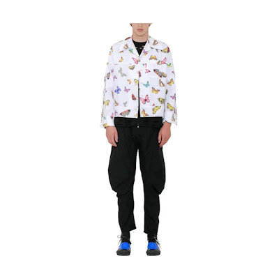 Palm Angels Animal Print Button-Up Long Sleeve Shirt White . PMGA066S207790210188