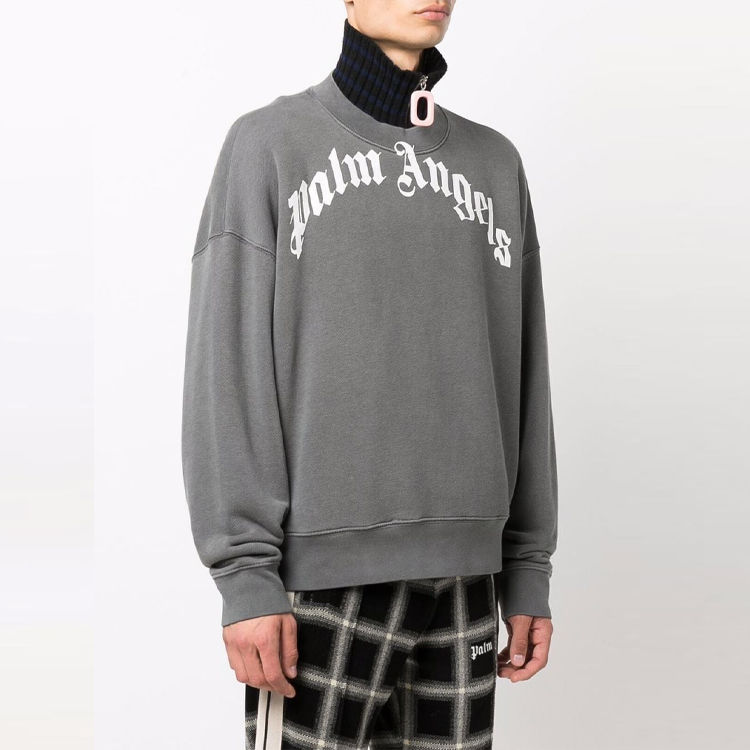 Purchase Palm Angels 拱形標誌印花灰色圓領衛衣 PMBA026F21FLE0041001