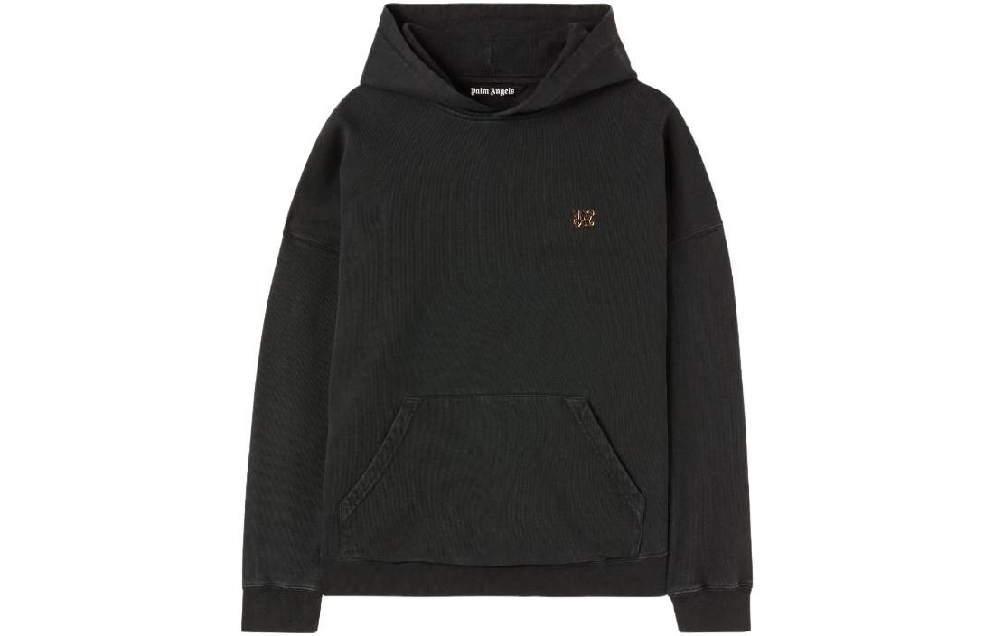 Palm Angels Back Foggy Pa Hoodie Letter Print Pullover for Men - Black PMBB117R24FLE0041001