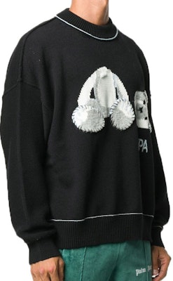 PALM ANGELS Bear Kartun Fringe Sweater Wool Hitam PMHE007E20KNI0011001 Shop PALM ANGELS Bear Kartun Fringe Sweater Wool Hitam PMHE007E20KNI0011001