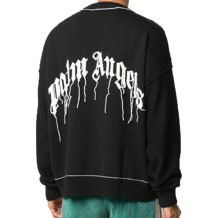 Purchase PALM ANGELS Bear Kartun Fringe Sweater Wool Hitam PMHE007E20KNI0011001