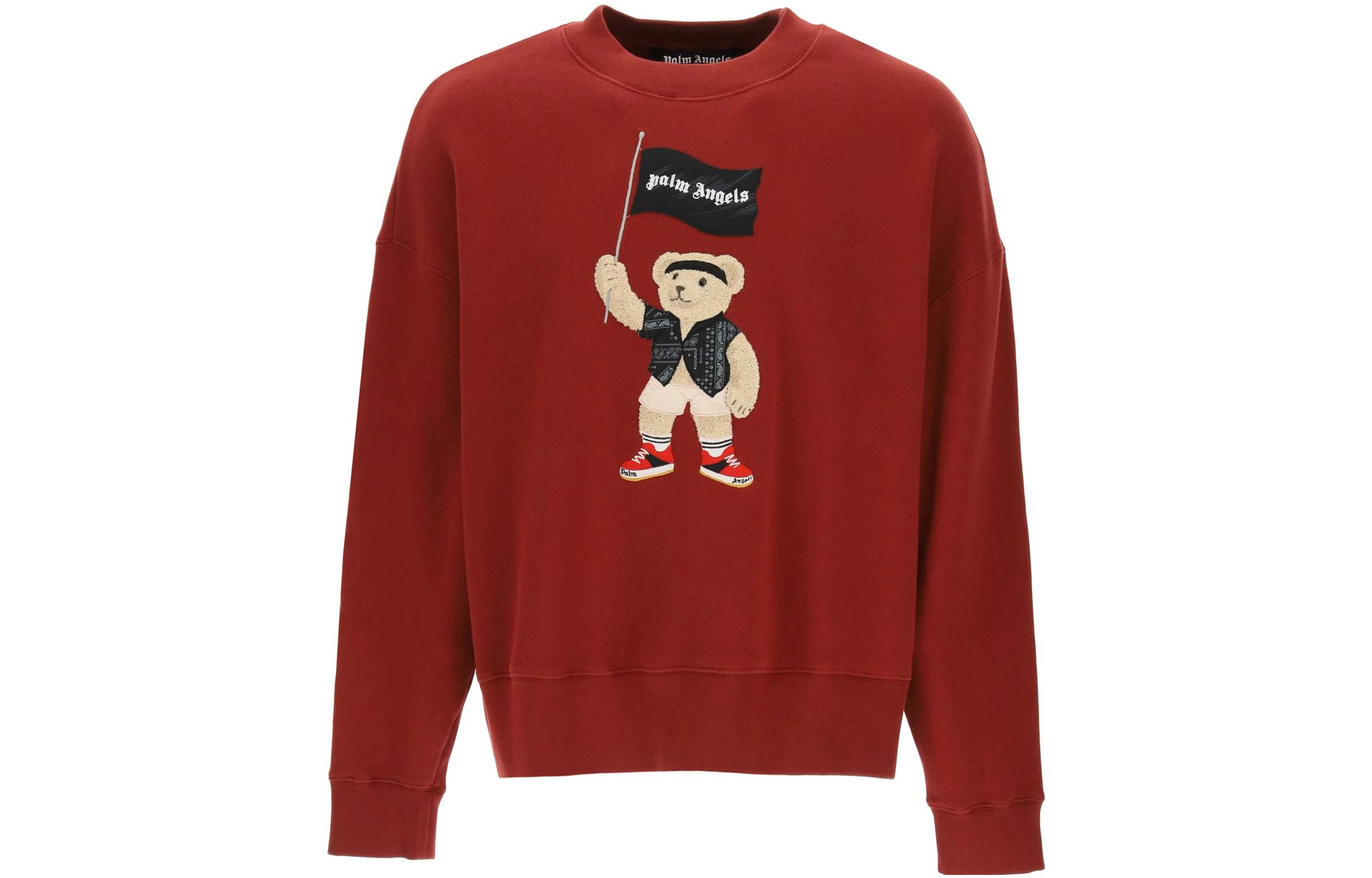 Palm Angels Bear Graphic Knit Pullover Sweatshirt Red - PMBA026S21FLE0078501S