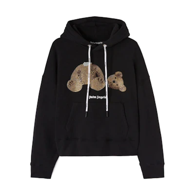 Palm Angels Bear Print Cotton Hoodie Black Long Sleeve. PMBB058F22FLE0071076