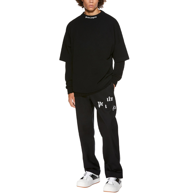 Shop パーム エンジェルス ブラック バックロゴプリント 半袖 Tシャツ PMAA002R21JER0011001