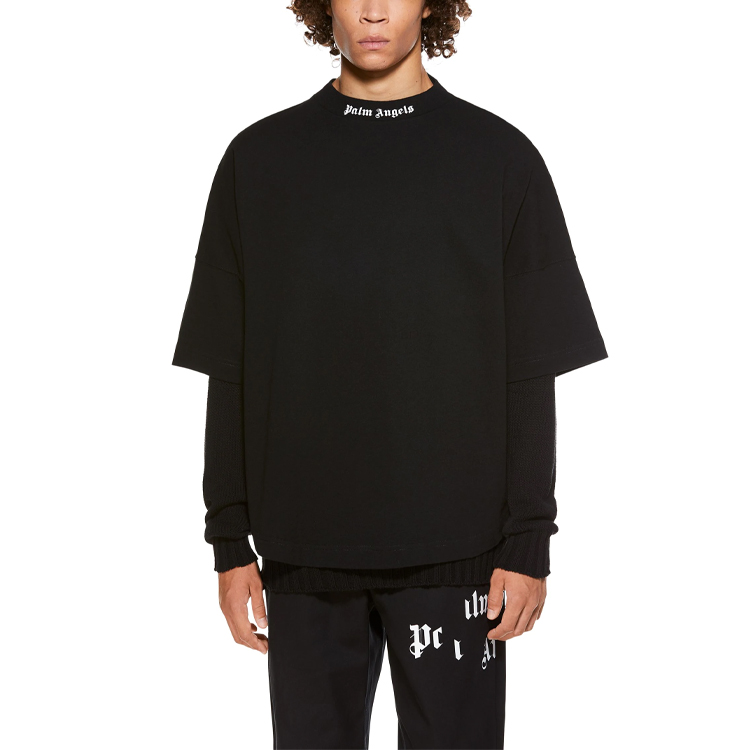 Purchase パーム エンジェルス ブラック バックロゴプリント 半袖 Tシャツ PMAA002R21JER0011001