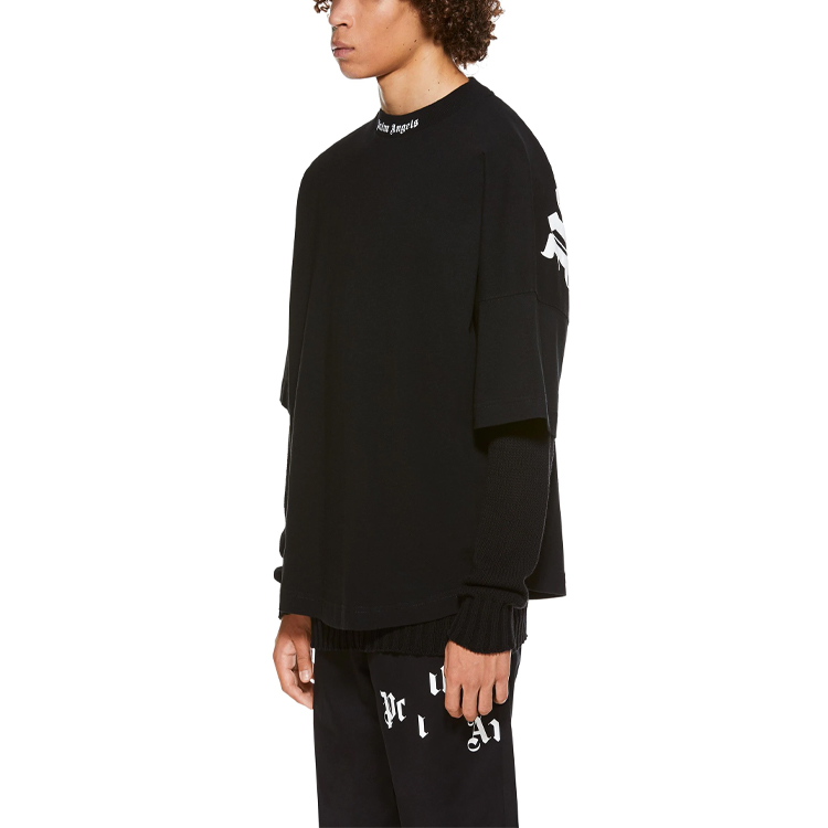 Sizing パーム エンジェルス ブラック バックロゴプリント 半袖 Tシャツ PMAA002R21JER0011001